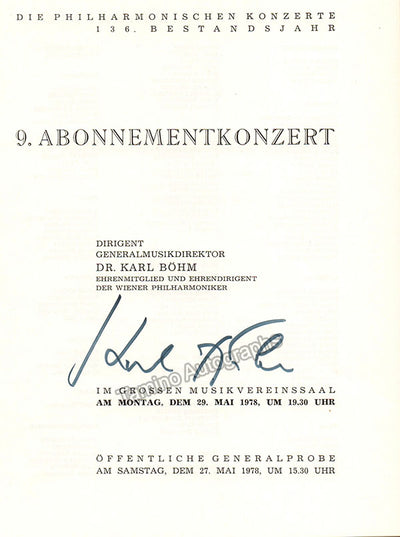 Bohm, Karl - Signed Program Vienna 1978