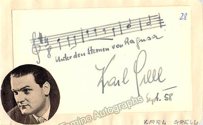 Grell, Karl - Autograph Music Quote Signed 1958