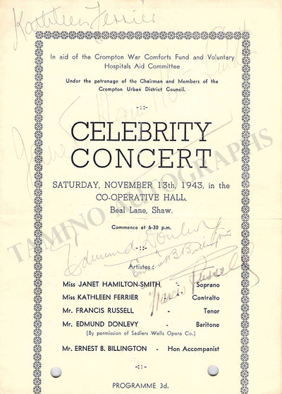 Ferrier, Kathleen - Signed Program London 1943