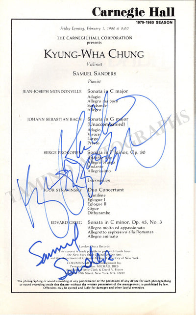 Chung, Kyung-Wha - Signed Program New York 1980