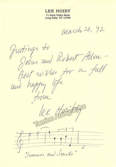 Hoiby, Lee - Autograph Note Signed