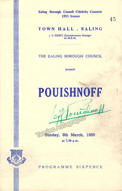 Pouishnoff, Leff - Signed Program Ealing 1953