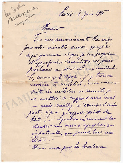 Sachs, Leo - Autograph Letter Signed 1915