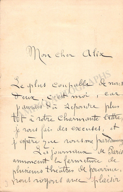 Escalais, Leon - Autograph Letter Signed