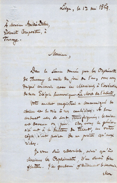 Terry, Leonard - Autograph Letter Signed 1859