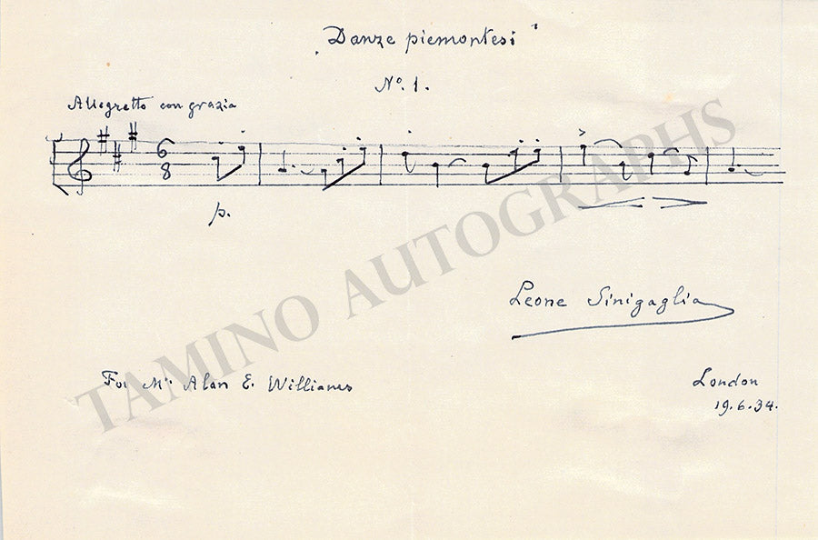 Sinigaglia, Leone - Autograph Music Quote