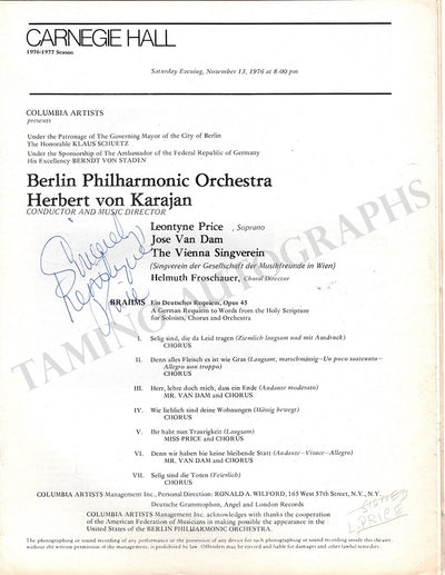 Price, Leontyne - Signed Program New York 1976
