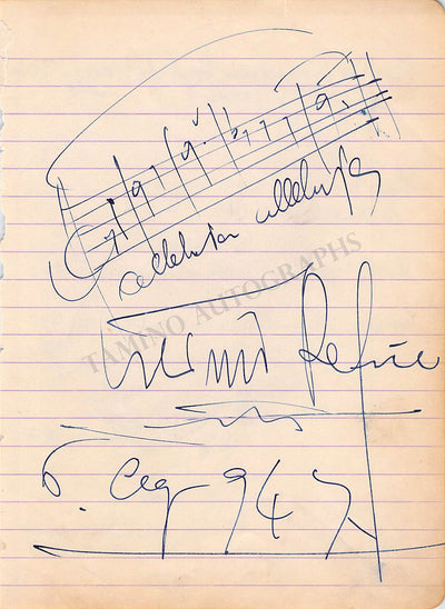 Refice, Licinio - Autograph Music Quote Signed 1947