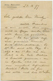 Sanderson, Lillian - Autograph Letter Signed 1897