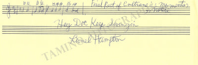 Hampton, Lionel - Autograph Music Quote Signed