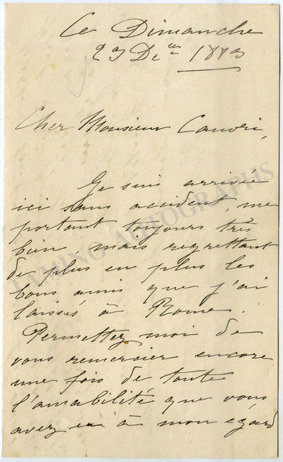 Frandin, Lison - Autograph Letter Signed 1883
