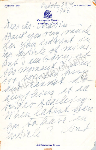 Lehmann, Lotte - Set of 1 Autograph Letter Signed and 1 Typed Letter Signed