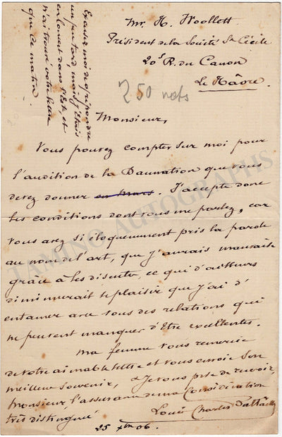 Battaille, Louis Charles - Set of 2 Autograph Letters Signed