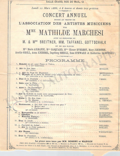 Gottschalk, Louis F. - Program Clip Paris 1886