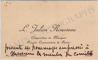 Rousseau, Louis Julien - Autograph Note Signed