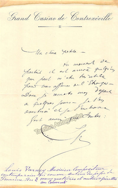 Varney, Louis - Autograph Note Signed