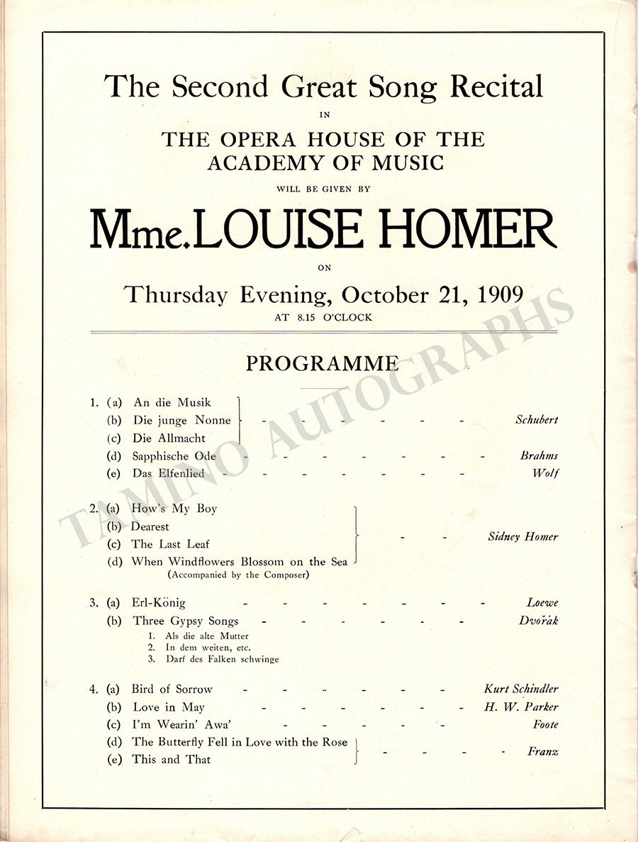 Opera Singers Lot of 15 Unsigned Programs Recital – Tamino