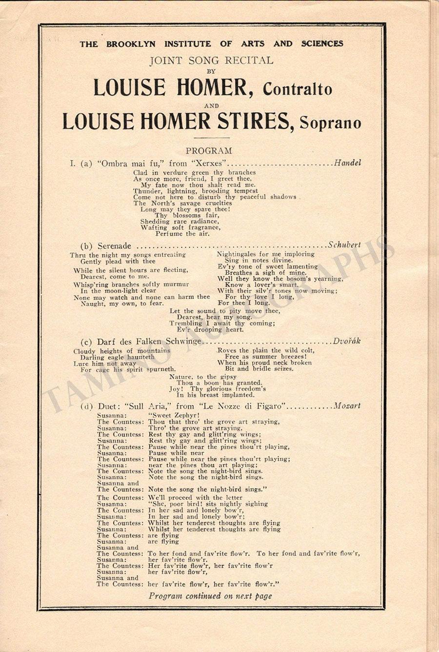 Opera Singers Lot of 15 Unsigned Programs Recital – Tamino