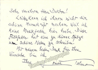 Talma, Louise - Autograph Note Signed