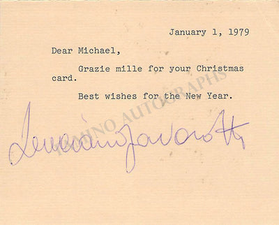 Pavarotti, Luciano - Signed Greeting Card