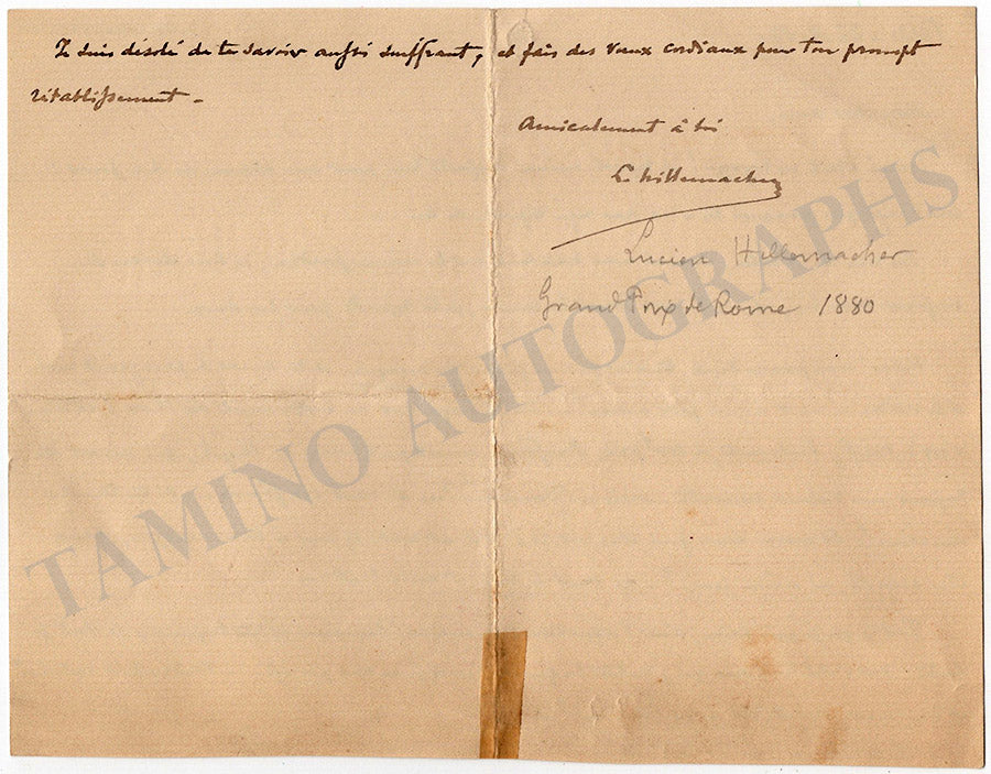 Lucien Hillemacher Autograph Letter Signed 1907 Tamino