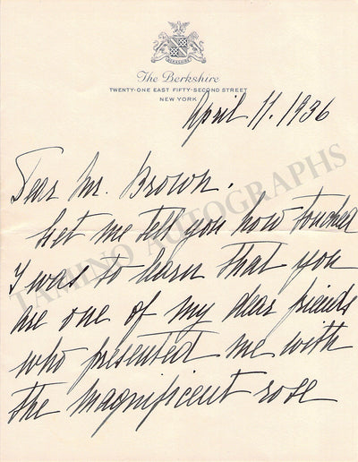 Bori, Lucrezia - Autograph Letter Signed 1936