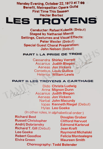 Ludwig, Christa - Vickers, Jon - Signed Poster Les Troyens 1973
