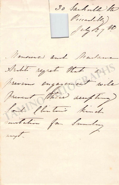 Arditi, Luigi - Autograph Note