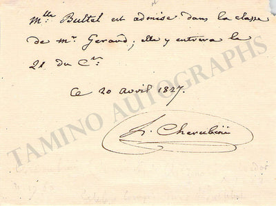 Cherubini, Luigi - Autograph Note Signed 1827