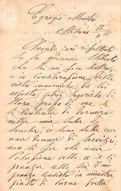 Abbadia, Luigia - Autograph Letter Signed 1888