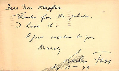 Foss, Lukas - Signed Card 1949