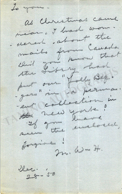Wood-Hill, Mabel - Autograph Letter Signed 1950