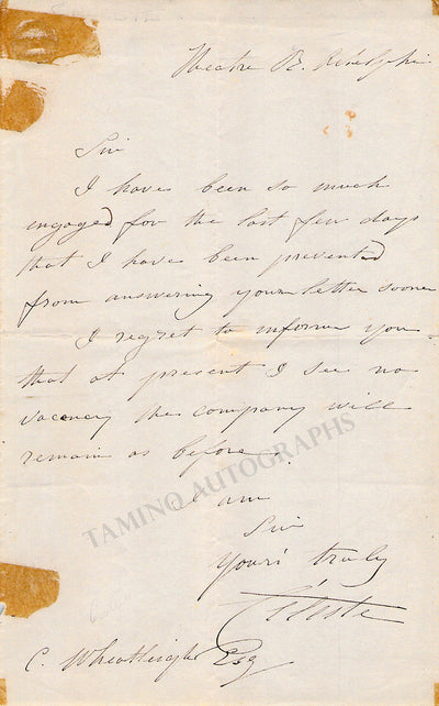 Celeste, Madame - Autograph Letter Signed 1859