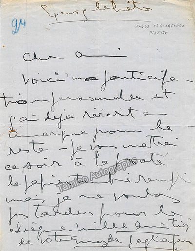 Tagliaferro, Magda - Autograph Letter Signed