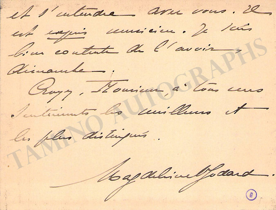 Magdeleine Godard Autograph Notes Signed 1899 Set x 4