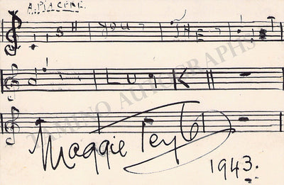 Teyte, Maggie - Signed Card with Music Quote 1943