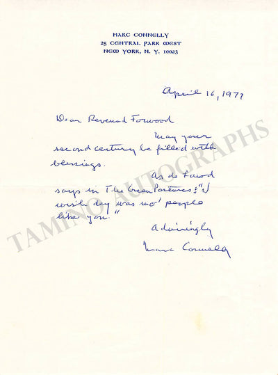 Connelly, Marc - Autograph Letter Signed 1977