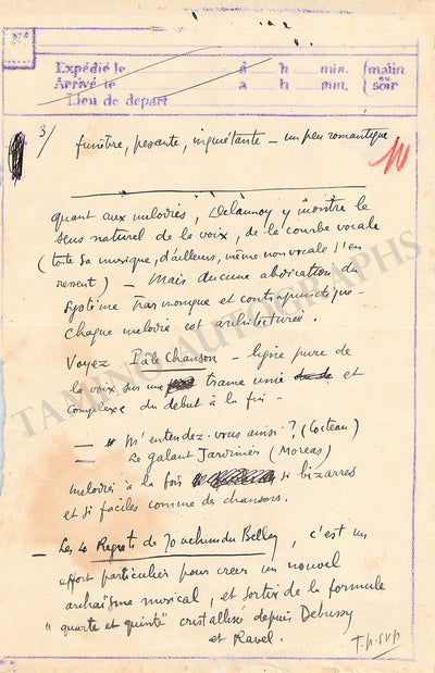 Delannoy, Marcel - Signed Document