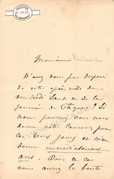 Rousseau, Marcel Samuel - Autograph Letter Signed