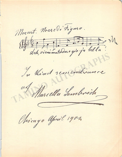 Autograph Music Quote signed (1904)