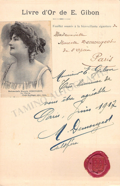Demougeot, Marcelle - Signed Album Page with Photo