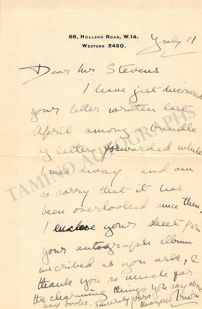 Irwin, Margaret - Autograph Letter Signed