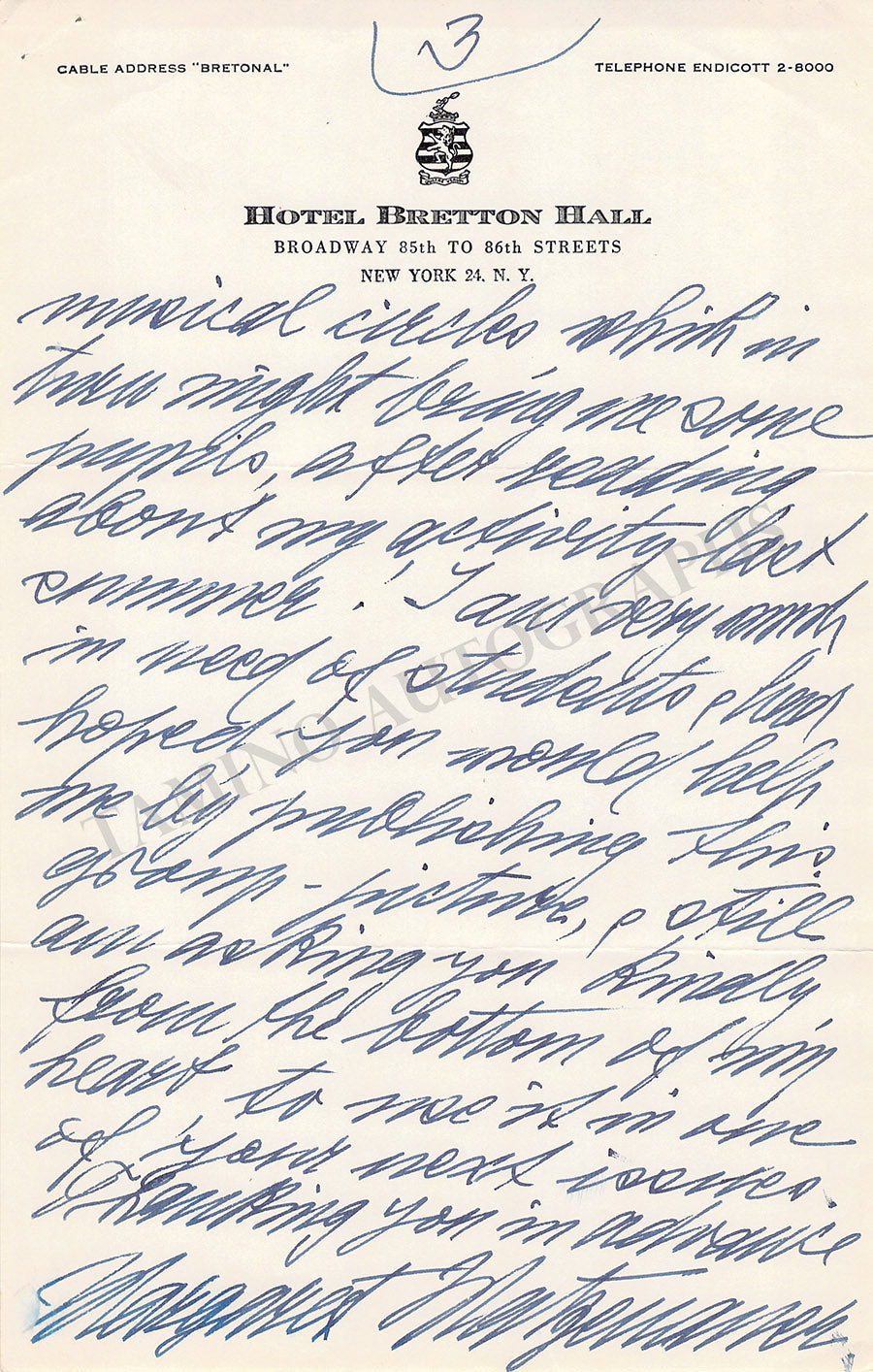 Matzenauer, Margarete - Lot of Autograph Letters and Autograph Notes S ...