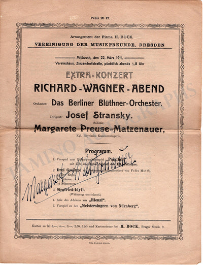 Matzenauer, Margarete - Signed Program Dresden 1911