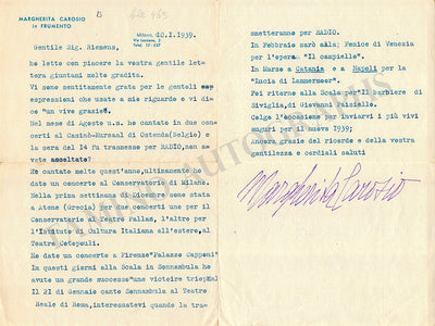 Carosio, Margherita - Typed Letter Signed