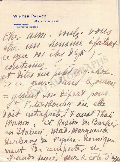 Herleroy, Marguerite - Autograph Letter Signed