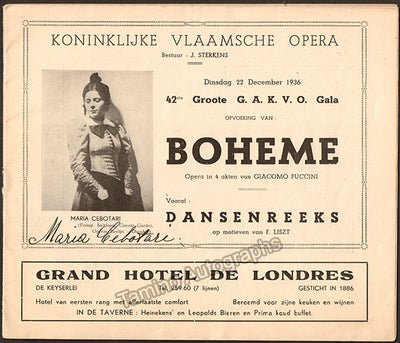 Cebotari, Maria - Bordonali, Attilio - Lugo, Giuseppe - Bocci, Yolanda - Venturini, Marcello - Diels, Hendrik - Carmassi, Bruno - Baldo, Vittorio - Signed Program La Boheme 1936