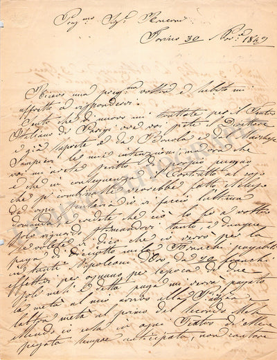 Barbieri-Nini, Marianna - Autograph Letter Signed 1849