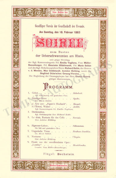 Soldat, Marie - Vintage Concert Program Vienna 1883
