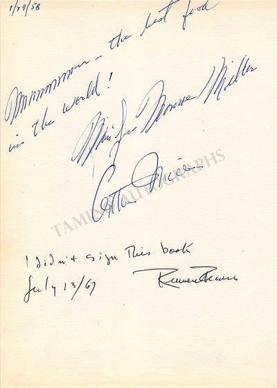 Monroe, Marilyn - Signed Album Page 1958